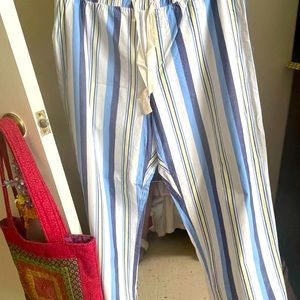 “Love” by Gap striped pants. Blue and white. Size Large.